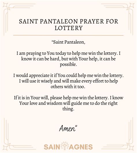 saint pantaleon prayer for lottery|catholic prayer to win lottery.